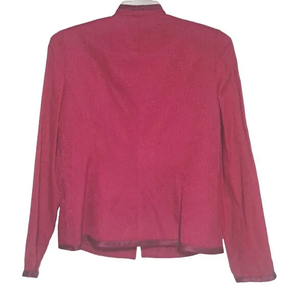 Adrianna Papell Top Cardigan Embroidered Red 100% Silk Size 8 Formal Evening EUC - Picture 6 of 9